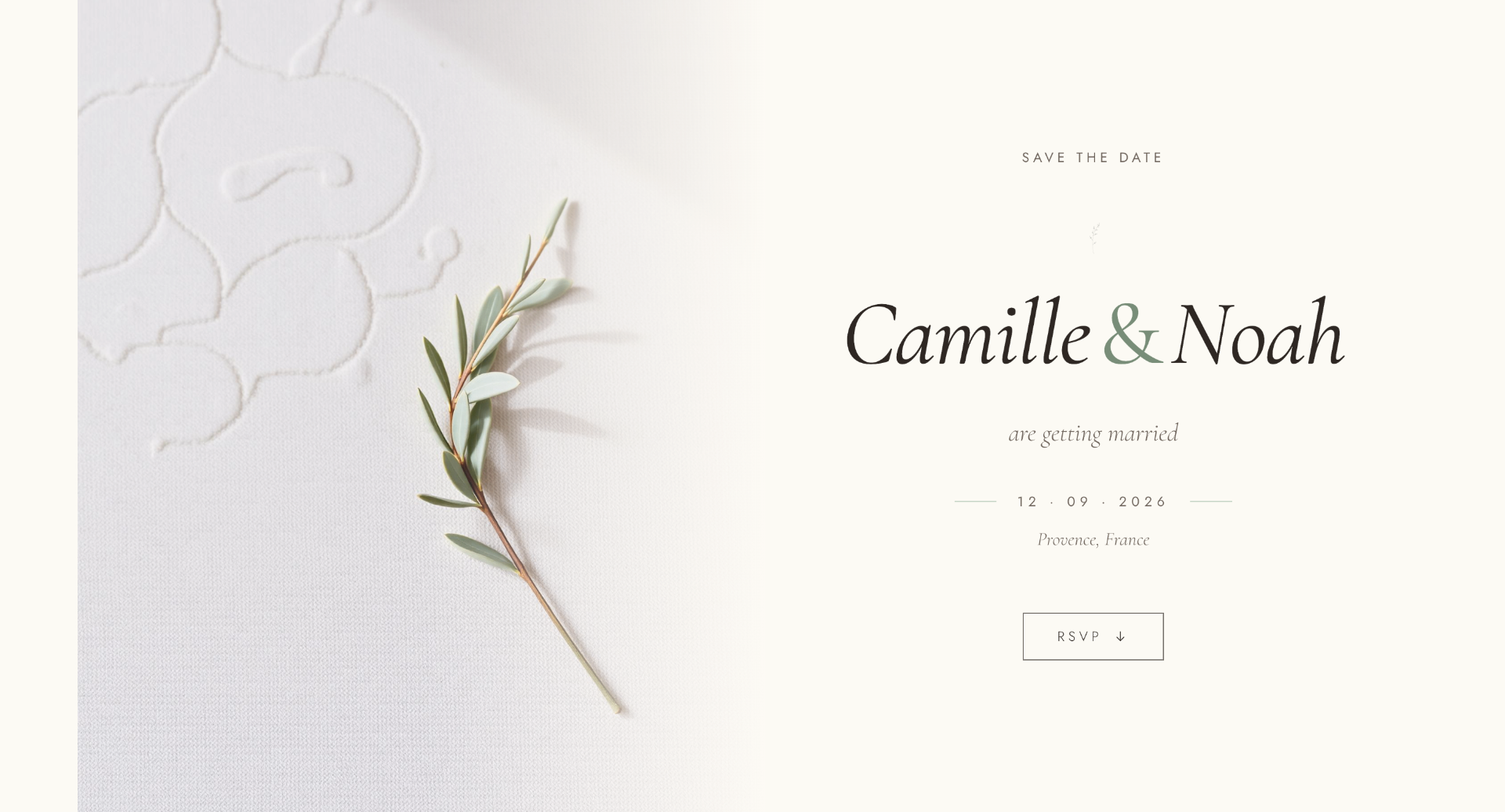 Camille & Noah — Wedding invitation — one-page site
